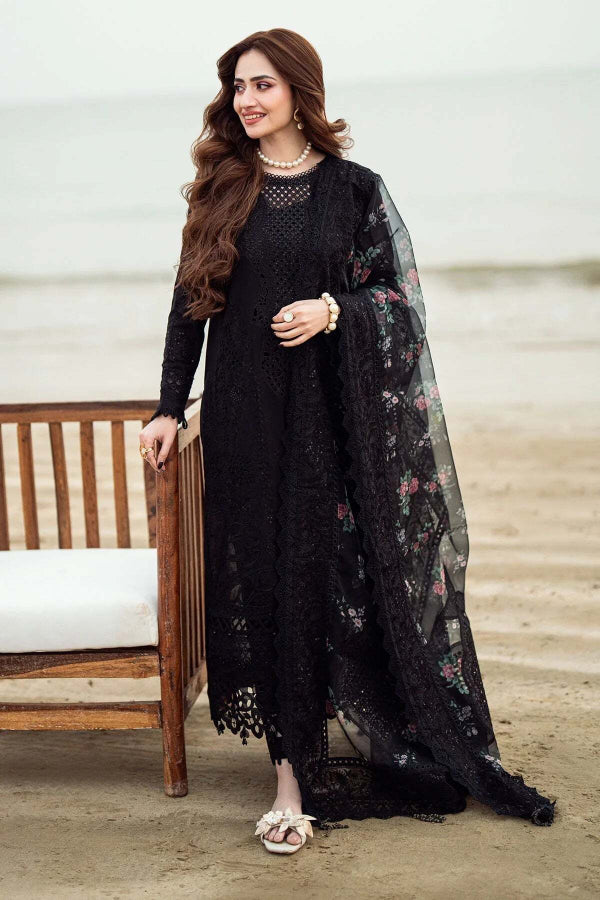 3 Piece Stitched Embroidered Chikankari Suit - Ready To Wear