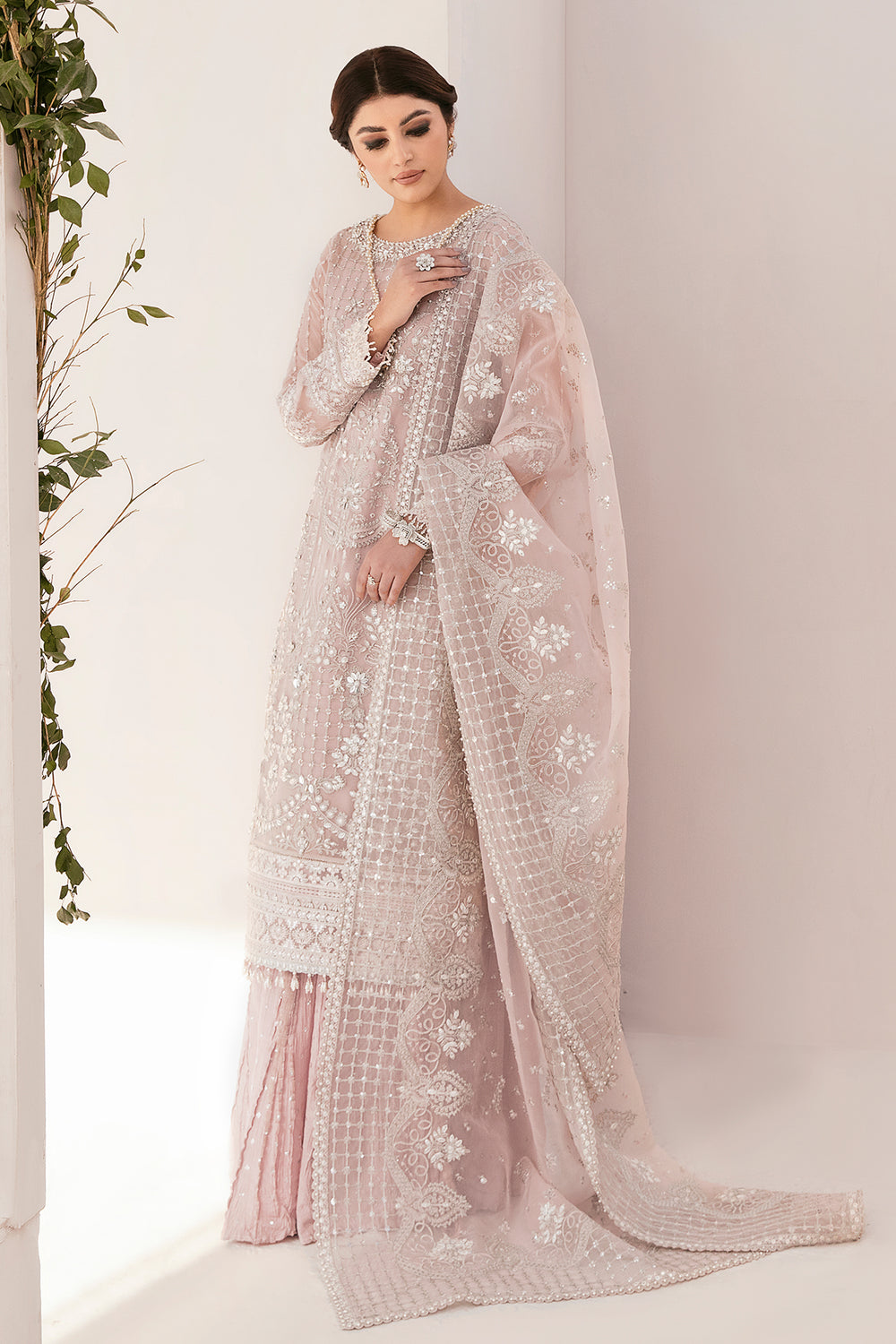 3 Piece Stitched Embroidered Chiffon Bridal Dress - Ready To Wear