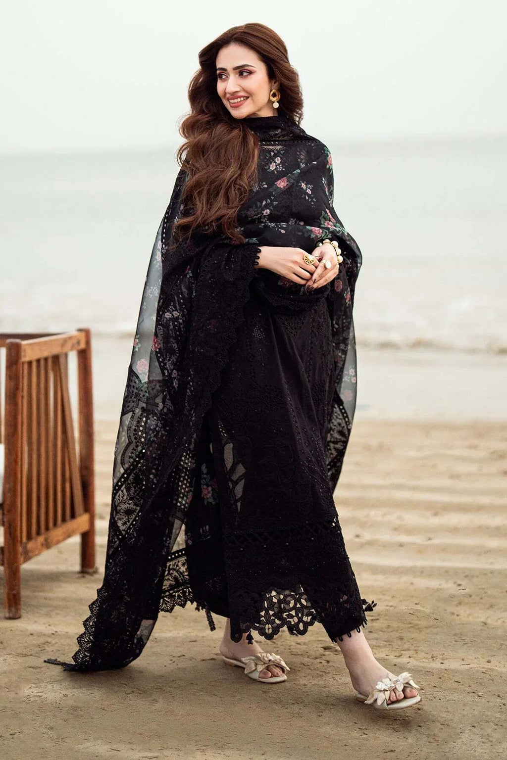 3 Piece Stitched Embroidered Chikankari Suit - Ready To Wear