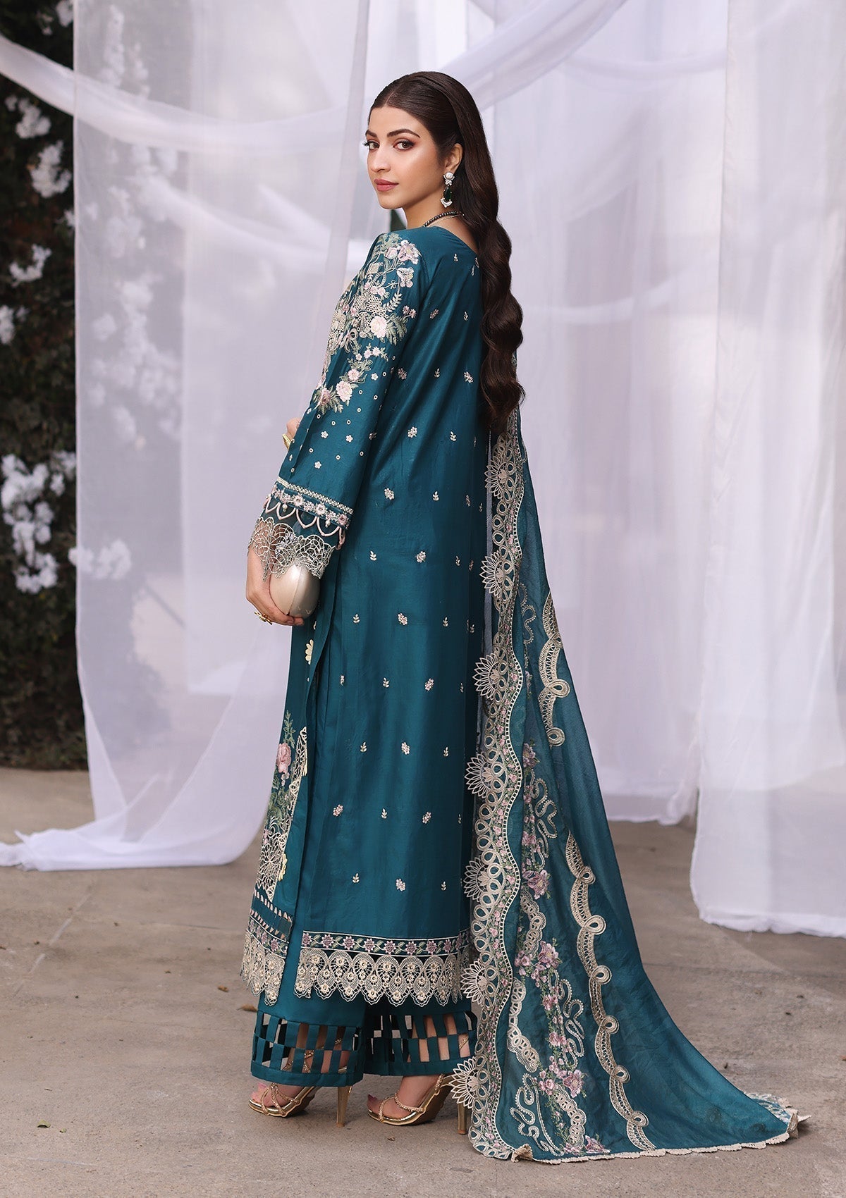 3 Piece Stitched Embroidered Chikankari Suit - Ready To Wear