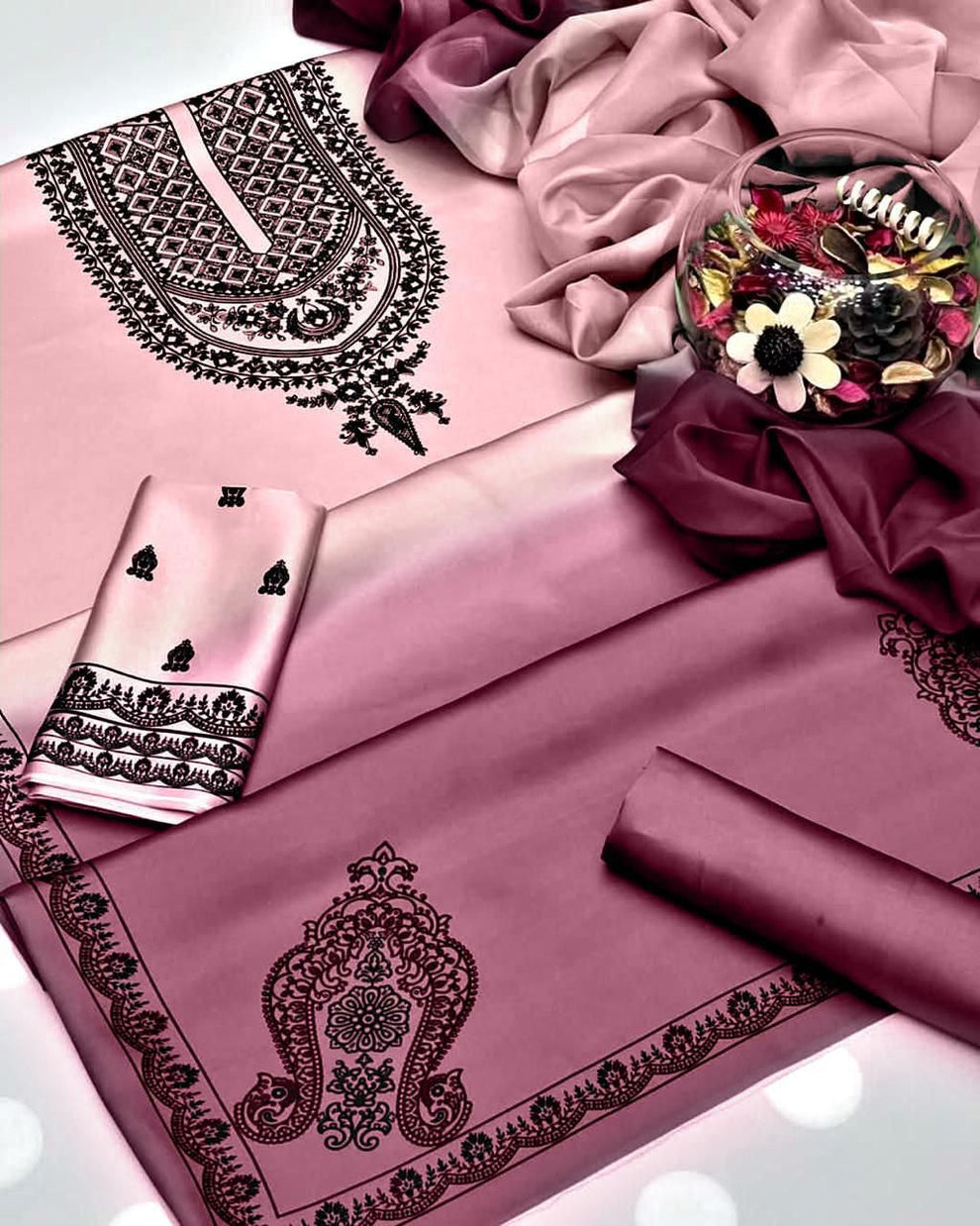 3 Piece Stitched Lawn Suit - Ready To Wear