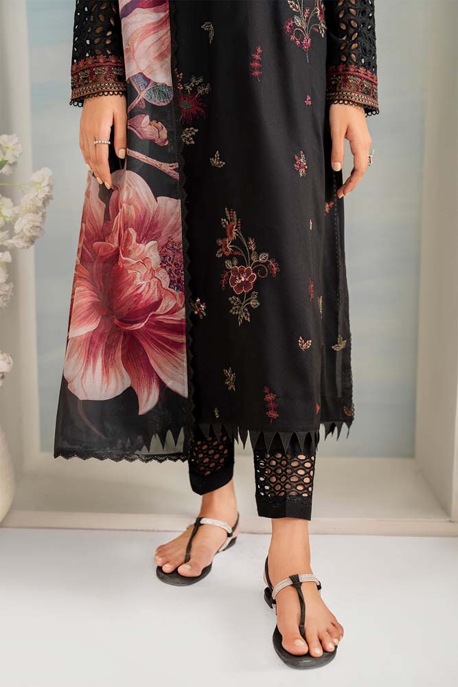 3 Piece Stitched Lawn Embroidery Suit - Ready To Wear